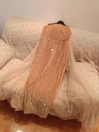 Vestido de fiesta dorado lentejuelas