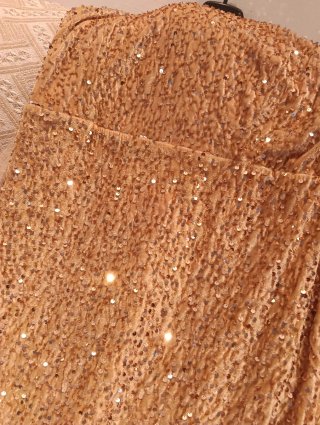 Vestido de fiesta dorado lentejuelas
