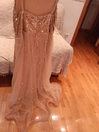 Vestido de fiesta dorado lentejuelas