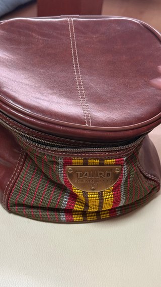 Bolso Vintage Neceser Tauro Marrón y Verde