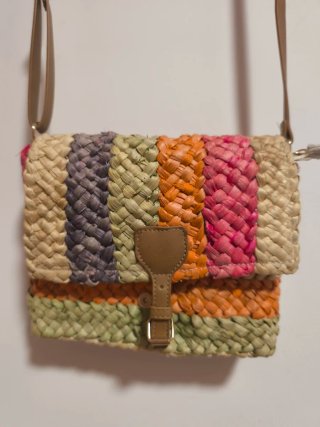 Bolso de rafia multicolor