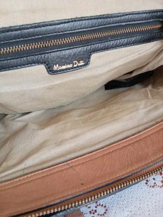 Bolso Massimo Dutti piel azul y negro