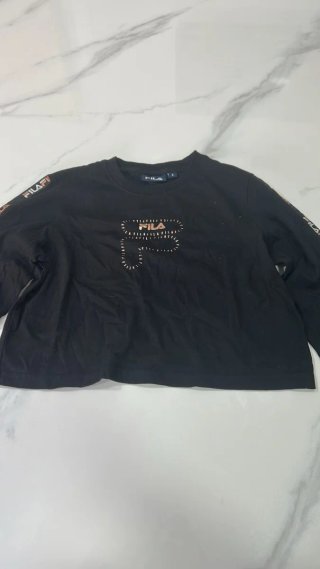 Camiseta Fila Negra Logo Rose Gold Talla S
