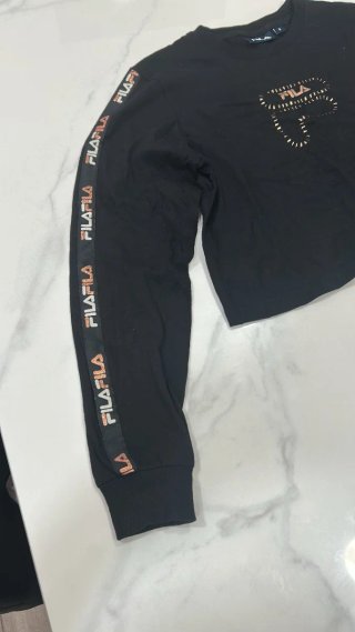 Camiseta Fila Negra Logo Rose Gold Talla S