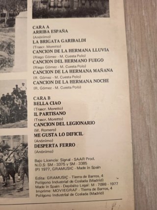 Disco Vinilo Canciones Guerra Civil Española