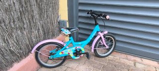 Bicicleta infantil E-PRO 16 azul y rosa