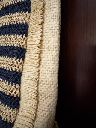 Bolso de rafia boho azul y beige