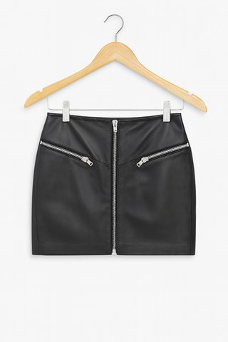 Falda mini cuero The Kooples cremalleras