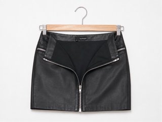 The Kooples Falda mini cuero cremalleras