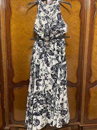 Vestido midi estampado dos piezas