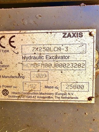 Excavadora Hitachi ZAXIS ZX250LCN-3 de 2009