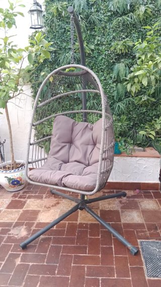 Sillón Colgante Terraza Mimbre y Metal