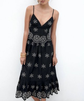 Vestido nuevo midi negro Zara espalda descubierta