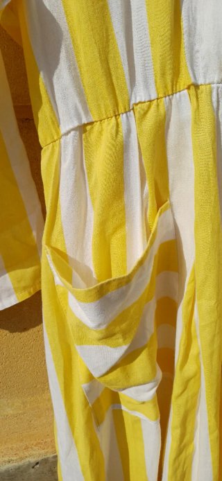 Vestido camisero rayas amarillo y blanco