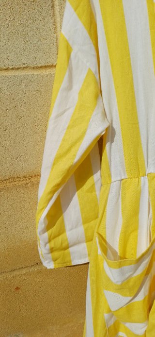 Vestido camisero rayas amarillo y blanco