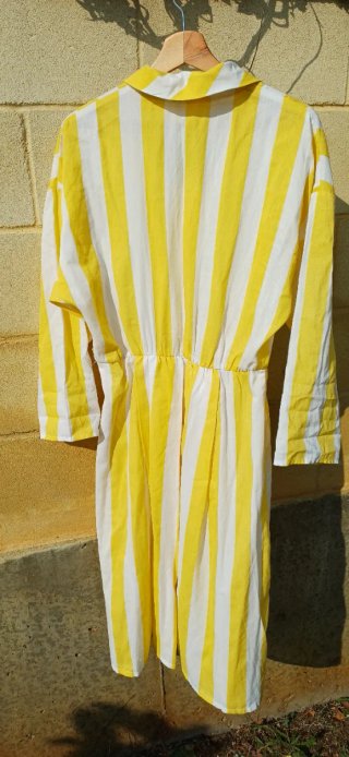Vestido camisero rayas amarillo y blanco