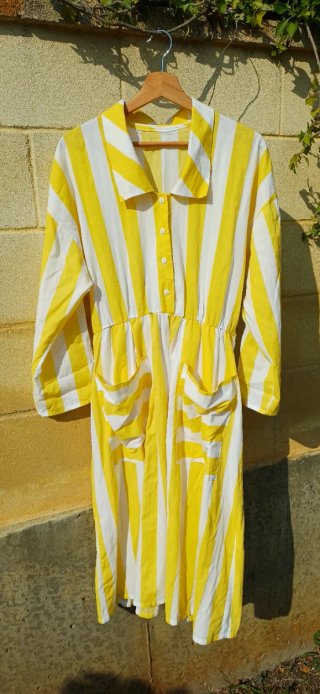 Vestido camisero rayas amarillo y blanco