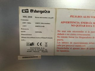 Microondas INOXIDABLE ORBEGOZO