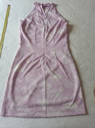 Vestido escote Halter lila y Blanco