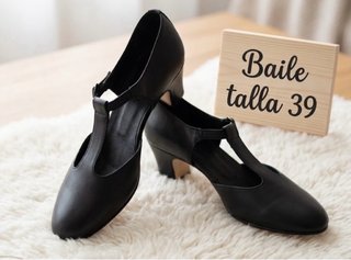 Zapatos de baile piel negros Talla 39.Nuevos