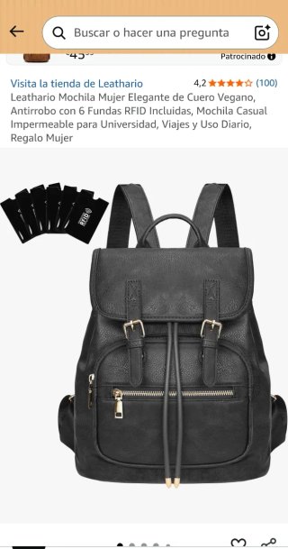Mochila Leathario Cuero Vegano Elegante Mujer