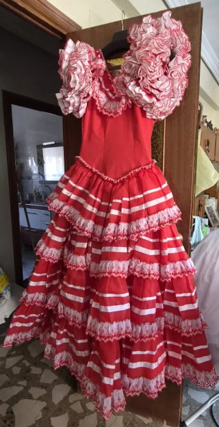 Traje de Flamenca Rojo y Blanco