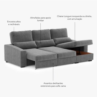 Sofá chaise longue 3 plazas extensible