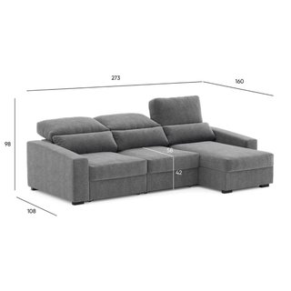 Sofá chaise longue 3 plazas extensible