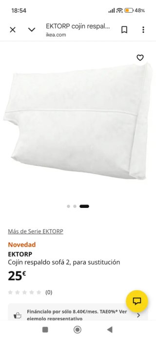 6 Cojines sofá EKTORP IKEA (Rellenos Sin funda)