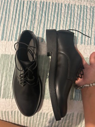 Zapatos Zara Cuero Negro Talla 43 Sin Estrenar