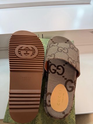 Chanclas Gucci mujer plataforma verde