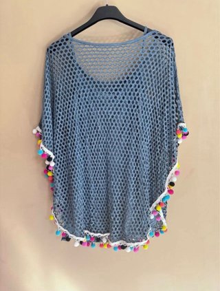 Camiseta red playa/piscina pompones