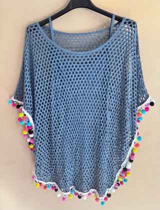Camiseta red playa/piscina pompones