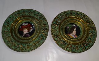 2 Platos Decorativos Vintage Siglo XIX