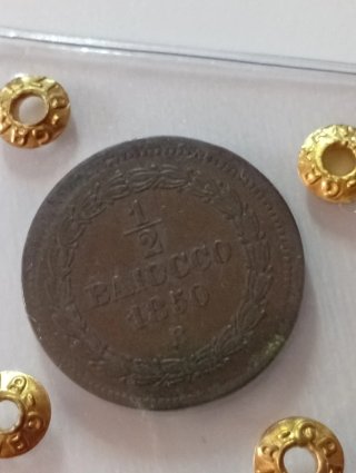 1/2 Baiocco 1850 Stato Pontificio Pio IX Periziato