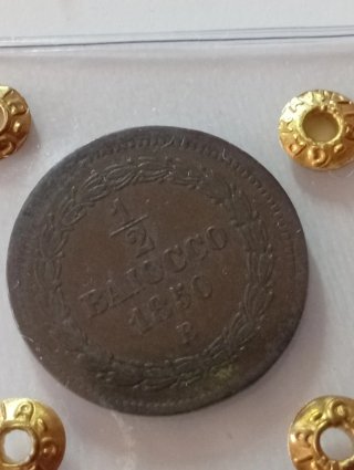 1/2 Baiocco 1850 Stato Pontificio Pio IX Periziato