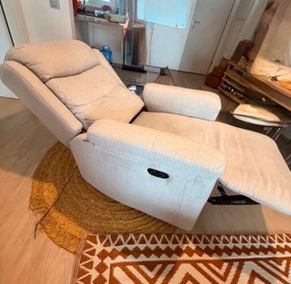 Sillón Eléctrico Tela Beige/Gris