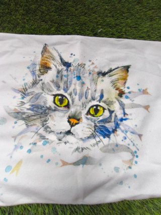 Funda cojín gato acuarela