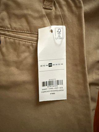 Pantalones Chino Regular Fit Hombre Talla 46 Beige