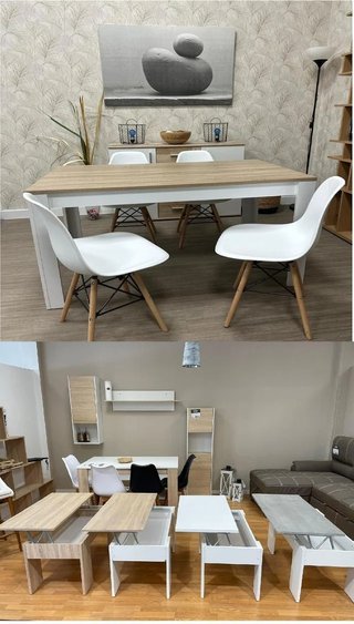 Pack Ahorro Mesa Comedor + 4 Sillas + Mesa Centro