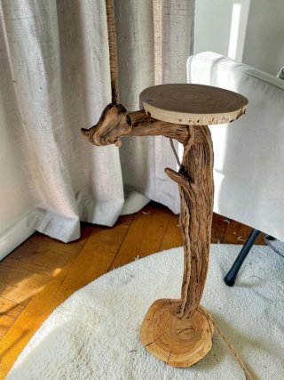 Lámpara de pie artesanal madera