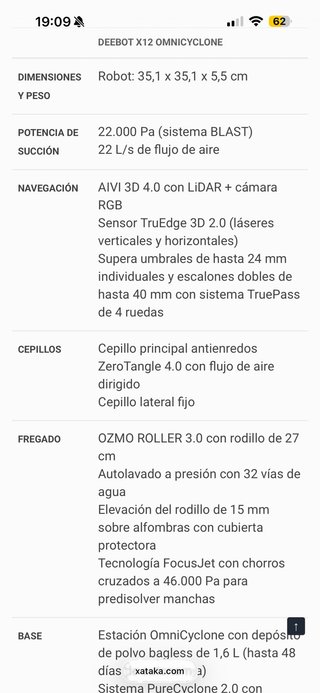 ECOVACS X12 OMNICYCLONE Robot Aspirador Fregasuelo