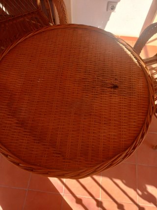 Conjunto mesa y sillas jardín mimbre