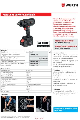 Pistola Impacto Wurth 18V 800Nm