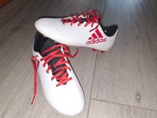 Botas fútbol Adidas blancas y rojas talla 36 1/2