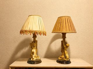 Lámparas de mesa vintage con querubines