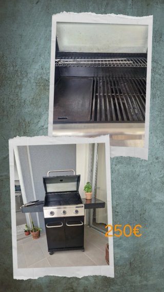 Barbacoa de gas negra y plateada