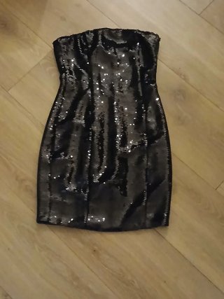 Vestido fiesta lentejuelas H&M negro
