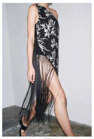 Top / Vestido bordado con flecos