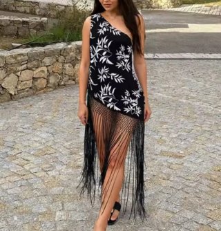 Top / Vestido bordado con flecos